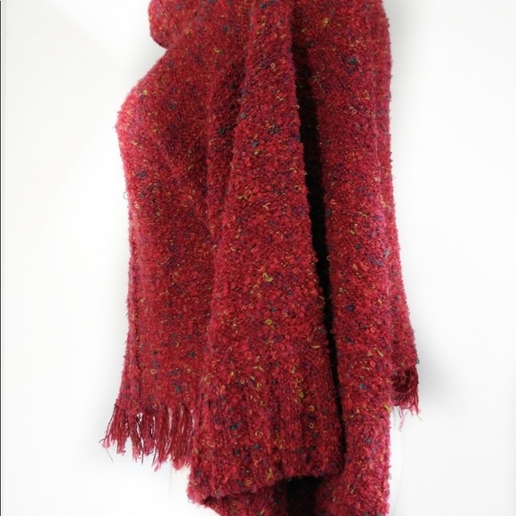 CURIO Red Multi Color Fringe Sweater Sz M - Picture 3 of 5